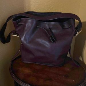 Chocolate brown leather coach shoulder bag